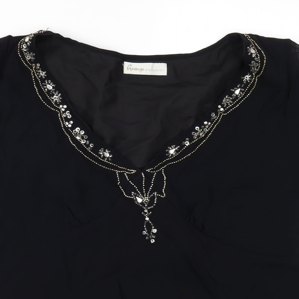 George Womens Black   Tunic Blouse Size 16