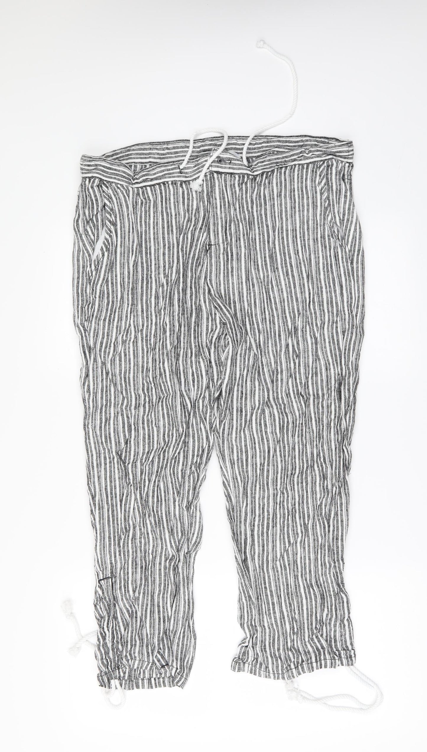 Very Womens White Striped  Trousers  Size 14 L24 in