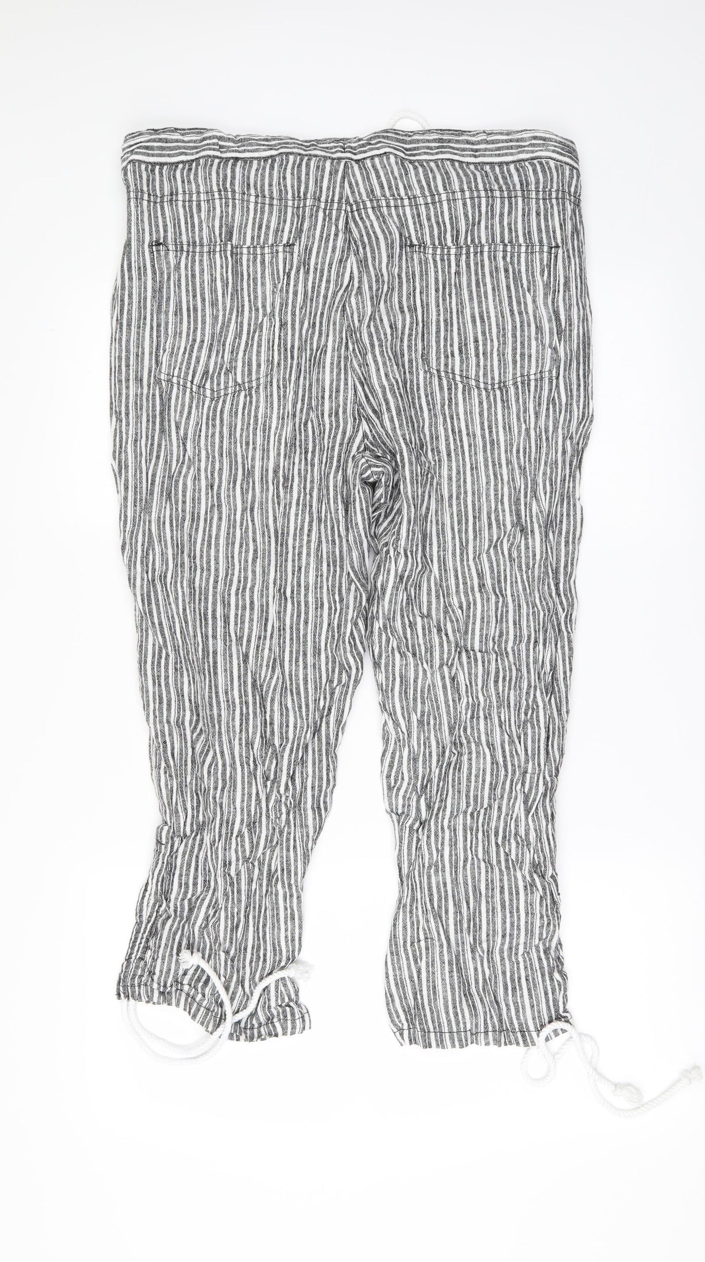 Very Womens White Striped  Trousers  Size 14 L24 in