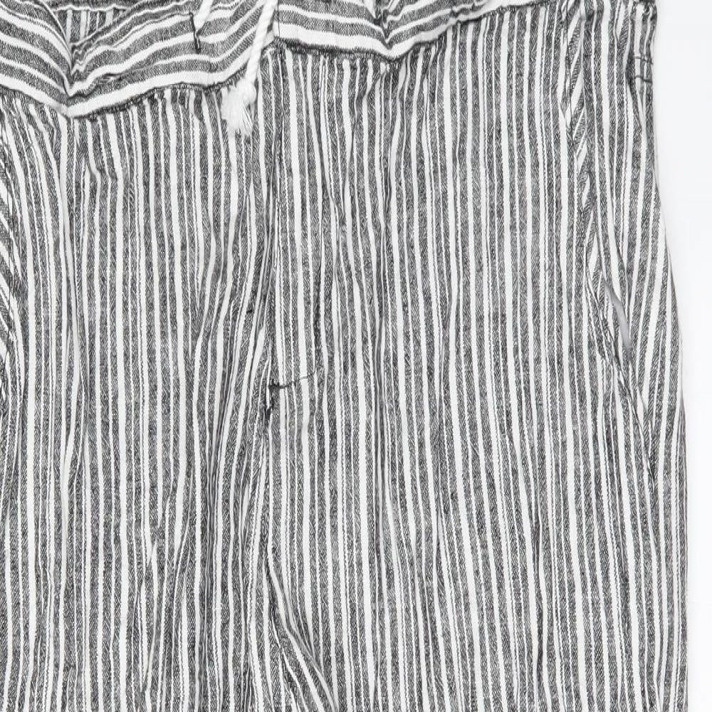 Very Womens White Striped  Trousers  Size 14 L24 in