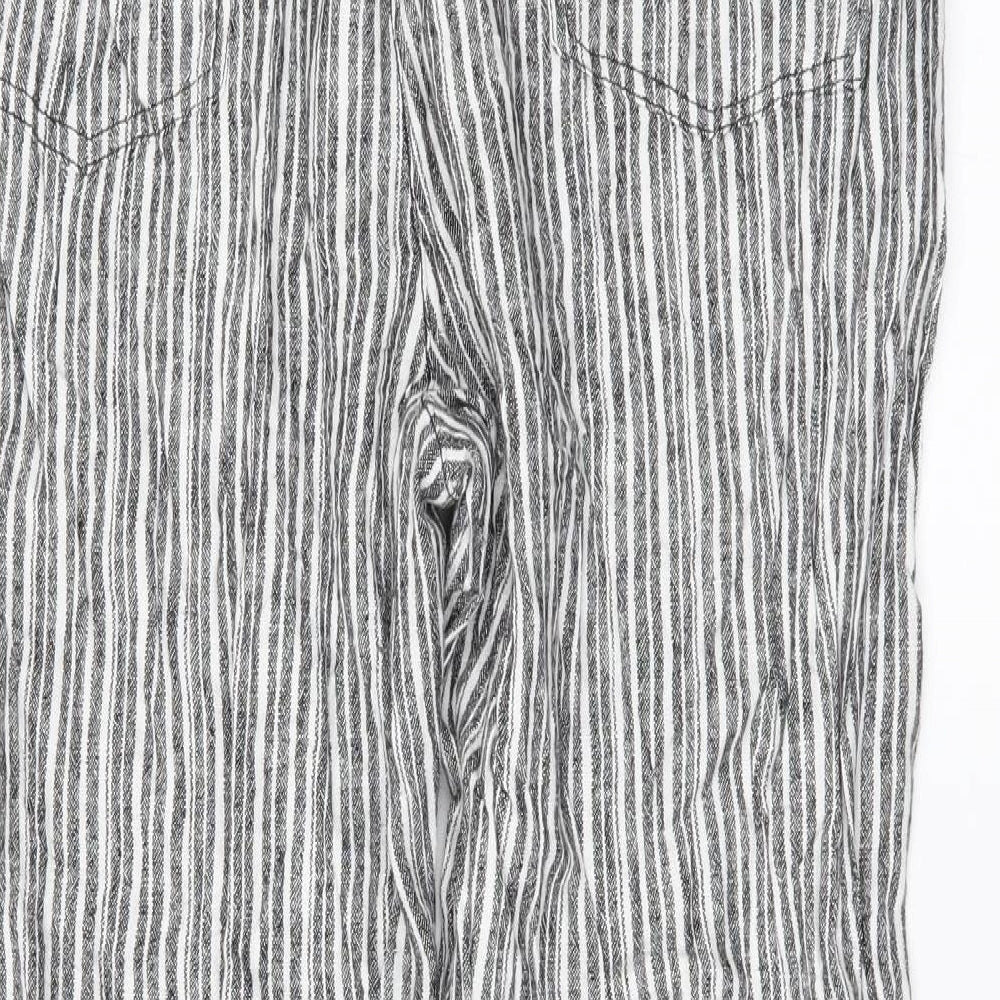 Very Womens White Striped  Trousers  Size 14 L24 in