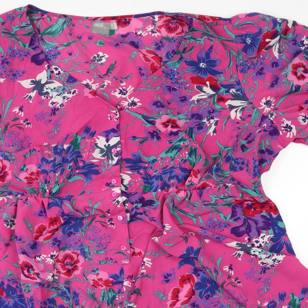 ASOS Womens Pink Floral  Playsuit One-Piece Size 26