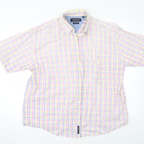 GREENVILLA Mens White Check   Button-Up Size 2XL