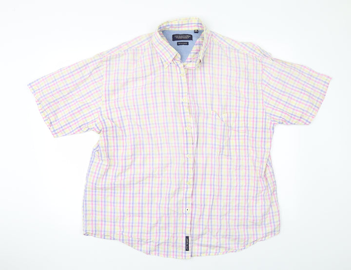 GREENVILLA Mens White Check   Button-Up Size 2XL