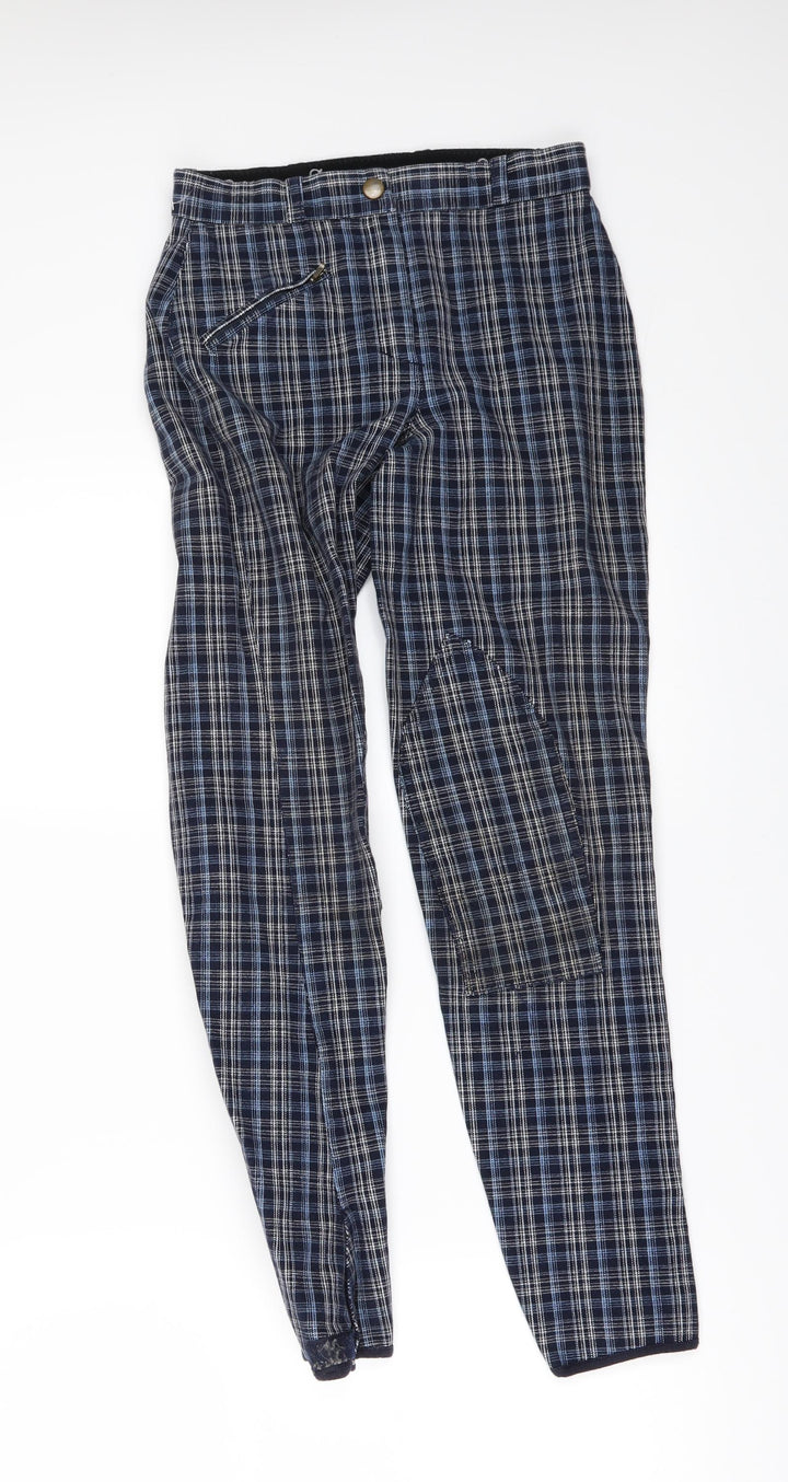 EILLEEN DOUGLAS Girls Blue Check Jegging Trousers Size M - Jodhpurs