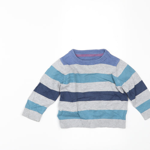 Mothercare Boys Blue Striped  Pullover Jumper Size 9-12 Months