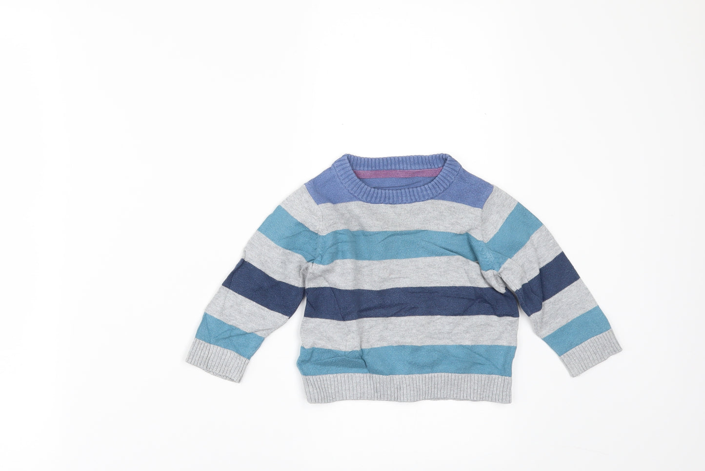 Mothercare Boys Blue Striped  Pullover Jumper Size 9-12 Months