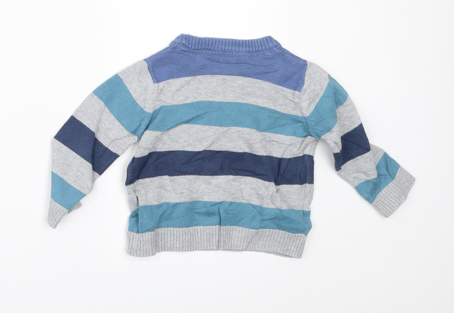 Mothercare Boys Blue Striped  Pullover Jumper Size 9-12 Months