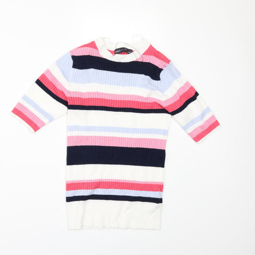 Marks and Spencer Womens White Striped  Pullover Jumper Size 6
