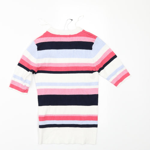 Marks and Spencer Womens White Striped  Pullover Jumper Size 6
