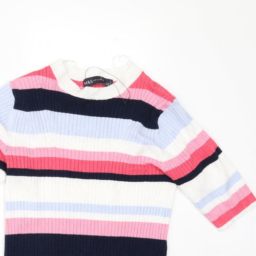 Marks and Spencer Womens White Striped  Pullover Jumper Size 6