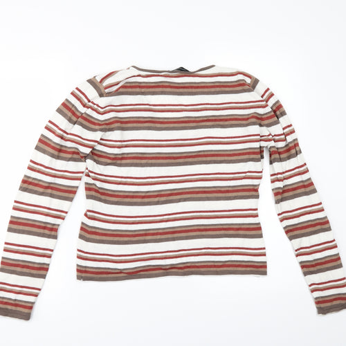 Dorothy Perkins Womens White Striped  Pullover Jumper Size 14