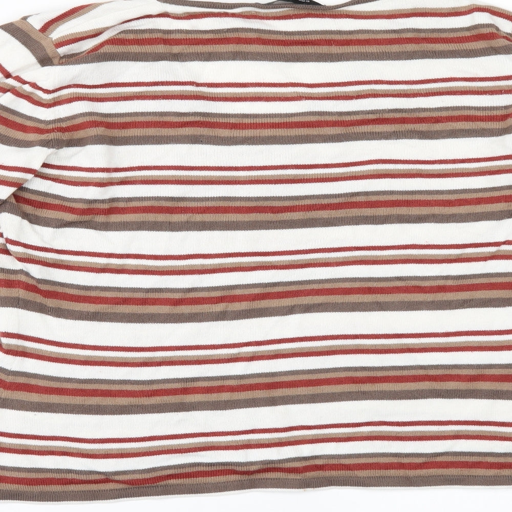 Dorothy Perkins Womens White Striped  Pullover Jumper Size 14