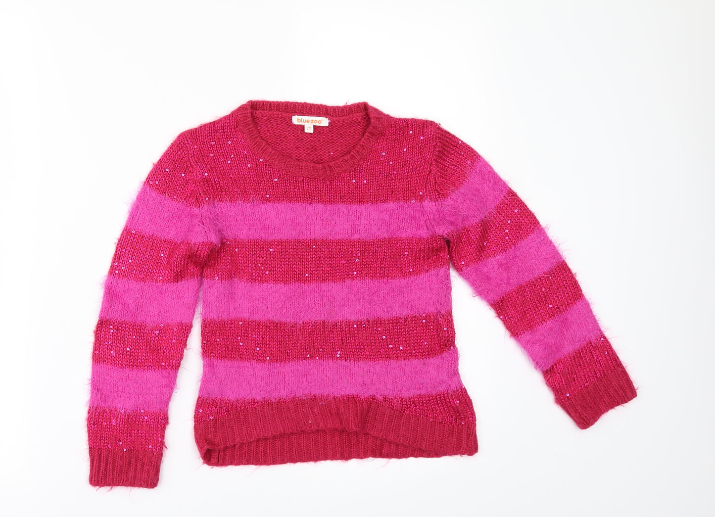 Blue Zoo` Girls Pink Striped  Pullover Jumper Size 6-7 Years