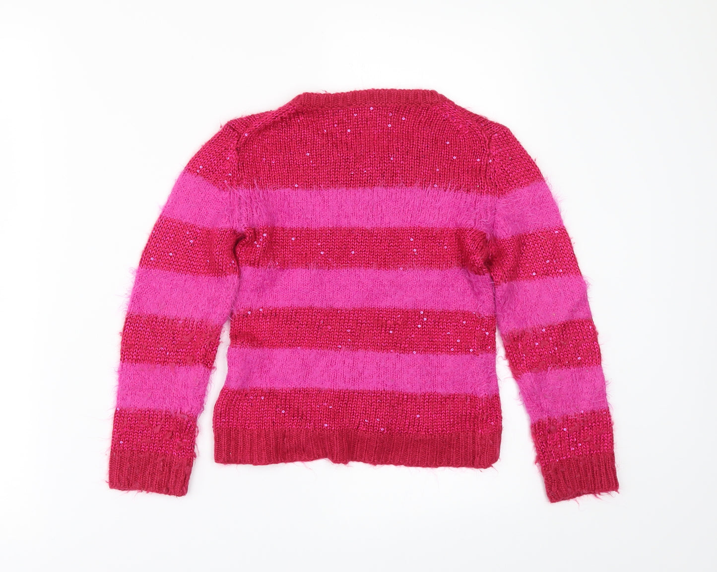 Blue Zoo` Girls Pink Striped  Pullover Jumper Size 6-7 Years