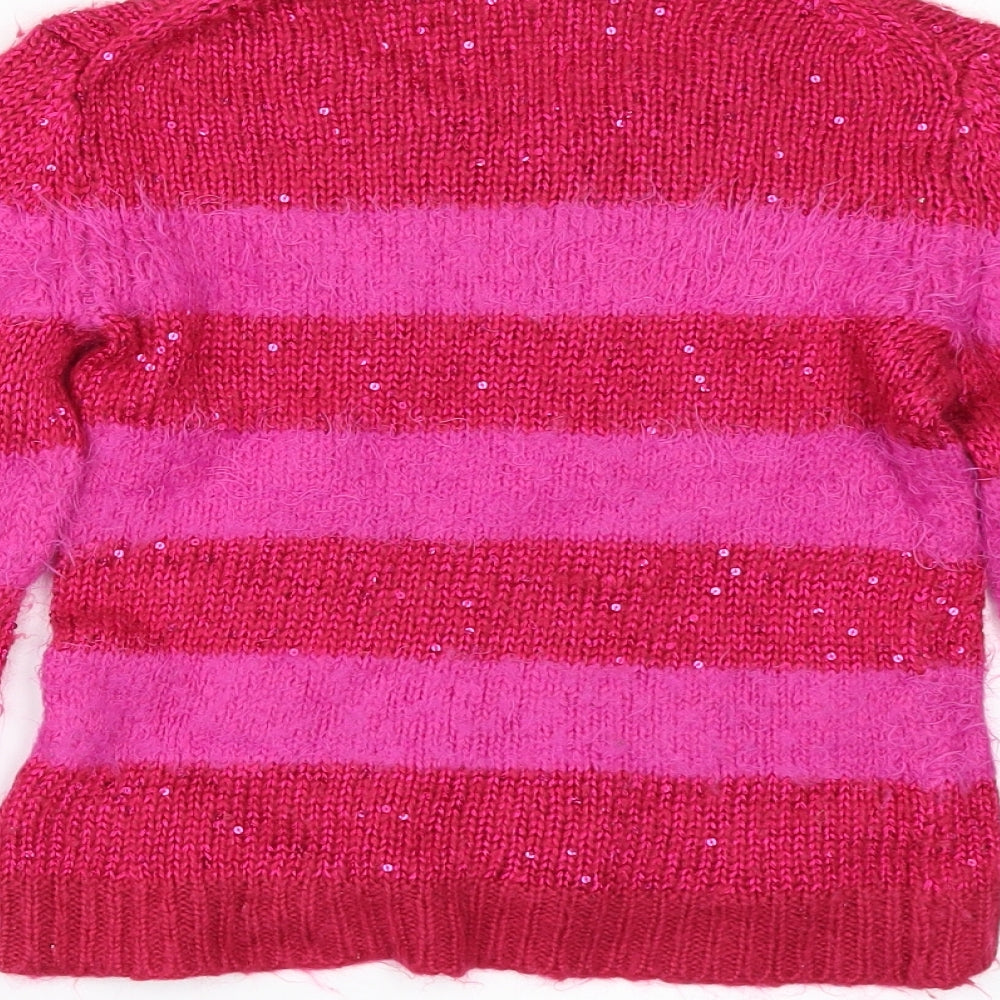 Blue Zoo` Girls Pink Striped  Pullover Jumper Size 6-7 Years