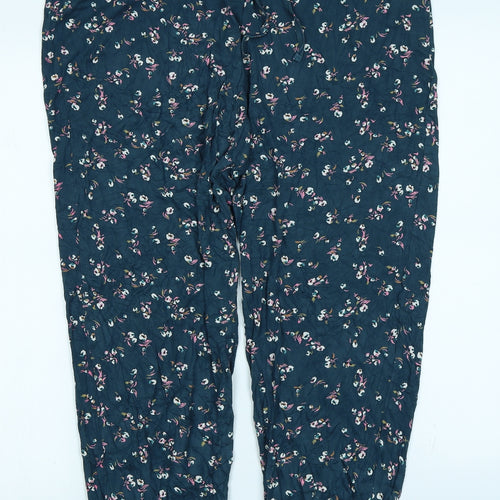M&S Womens Green Floral  Harem Trousers Size 16 L27 in