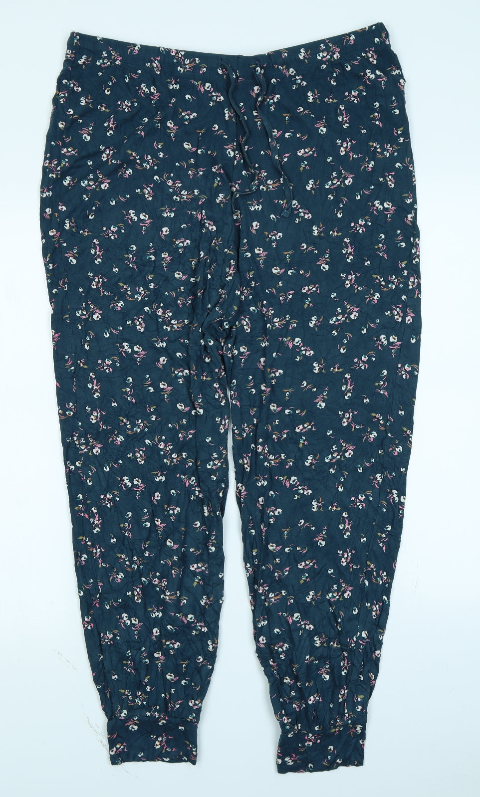 M&S Womens Green Floral  Harem Trousers Size 16 L27 in