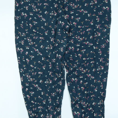 M&S Womens Green Floral  Harem Trousers Size 16 L27 in