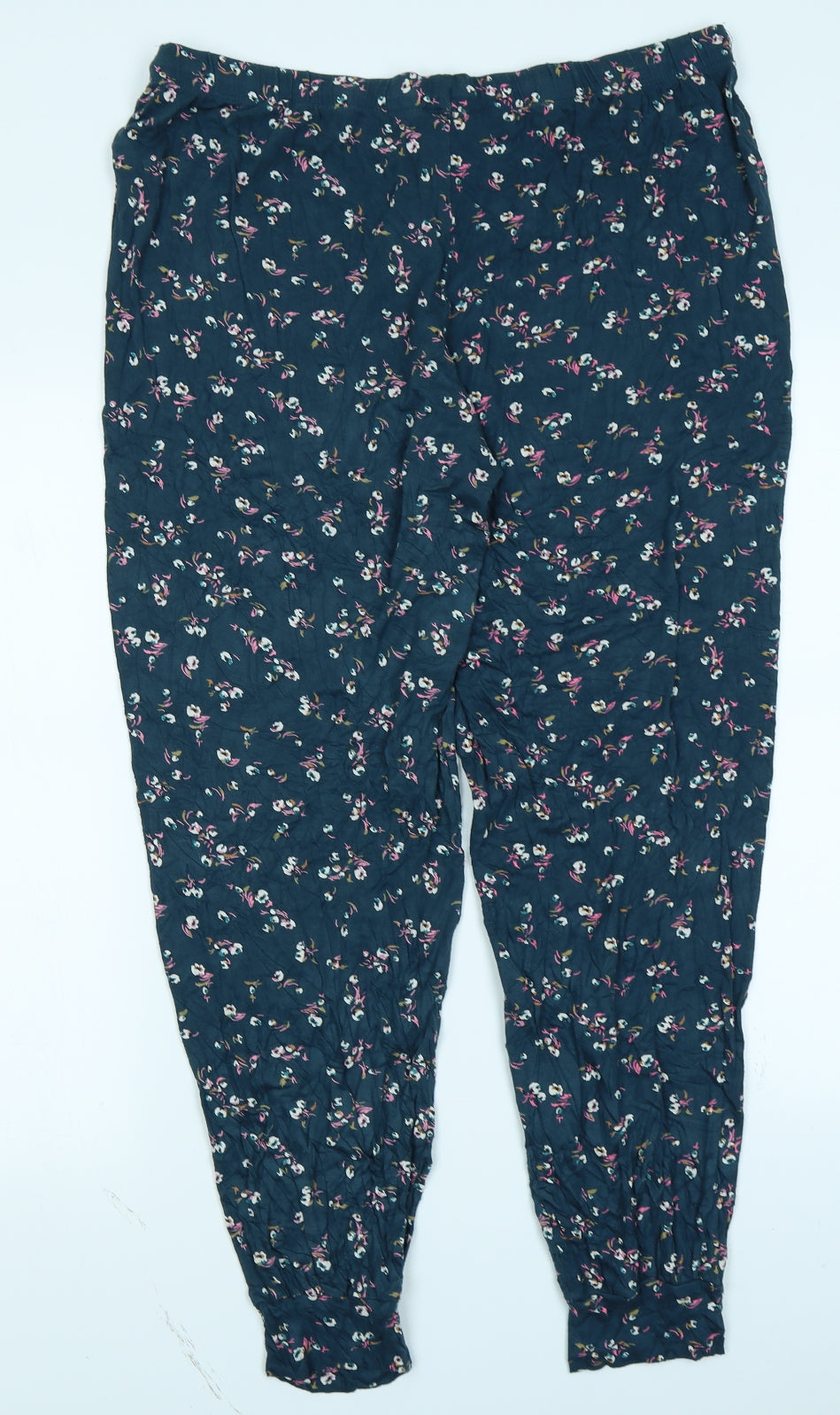 M&S Womens Green Floral  Harem Trousers Size 16 L27 in