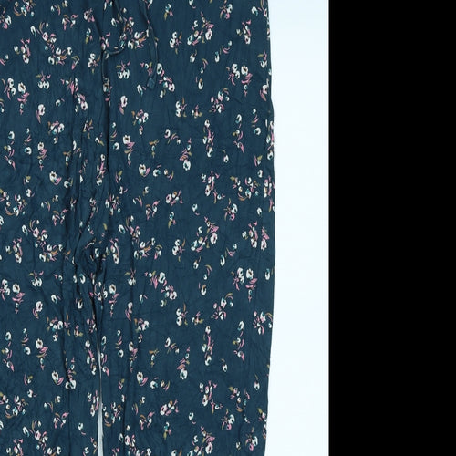 M&S Womens Green Floral  Harem Trousers Size 16 L27 in