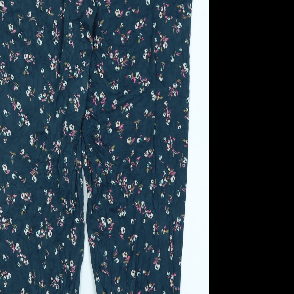 M&S Womens Green Floral  Harem Trousers Size 16 L27 in