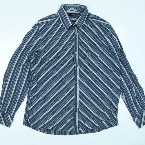 NEXT Mens Blue Striped   Button-Up Size XL