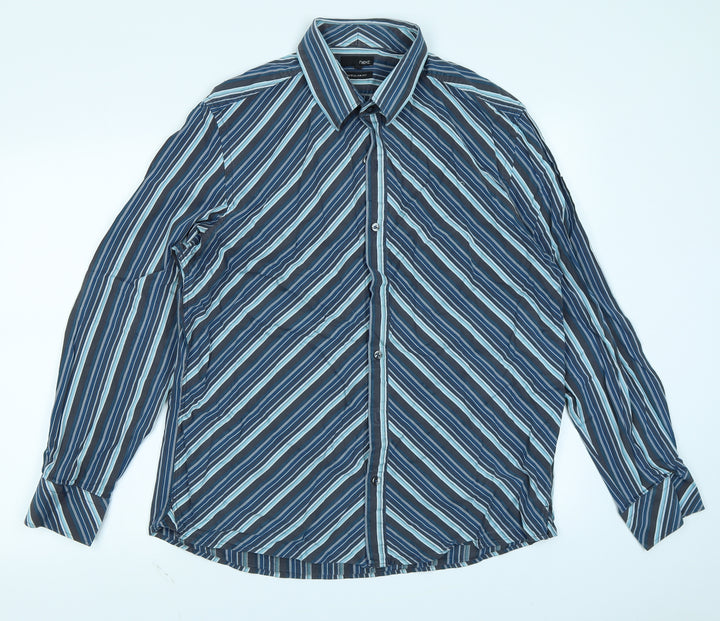 NEXT Mens Blue Striped   Button-Up Size XL