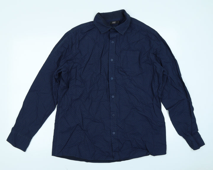 F&F Mens Blue Argyle/Diamond   Button-Up Size L
