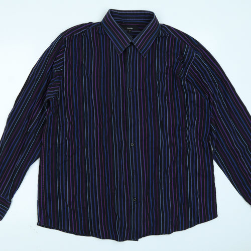 George Mens Purple Striped   Button-Up Size 17