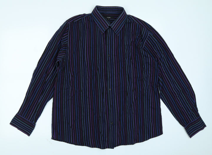 George Mens Purple Striped Button-Up Size 17