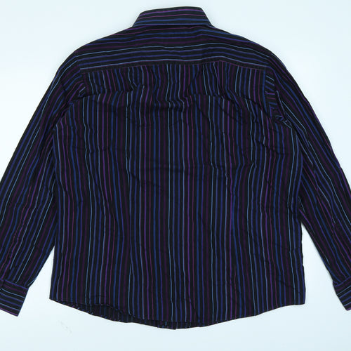 George Mens Purple Striped   Button-Up Size 17