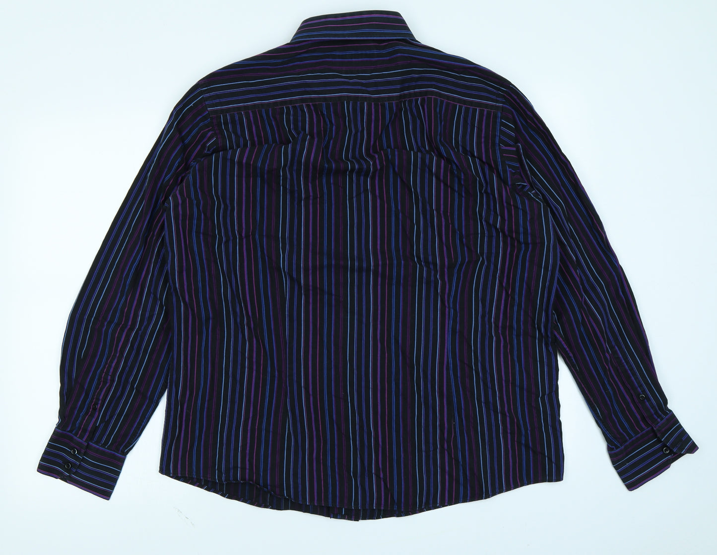 George Mens Purple Striped   Button-Up Size 17