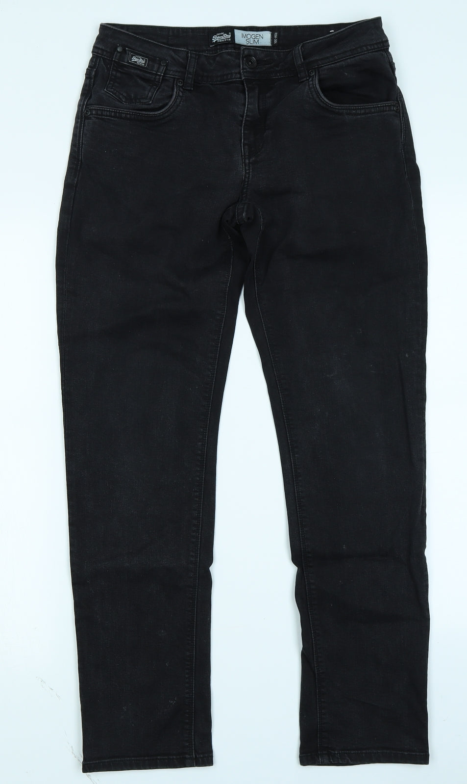 Superdry Womens Black  Denim Straight Jeans Size 30 in L30 in