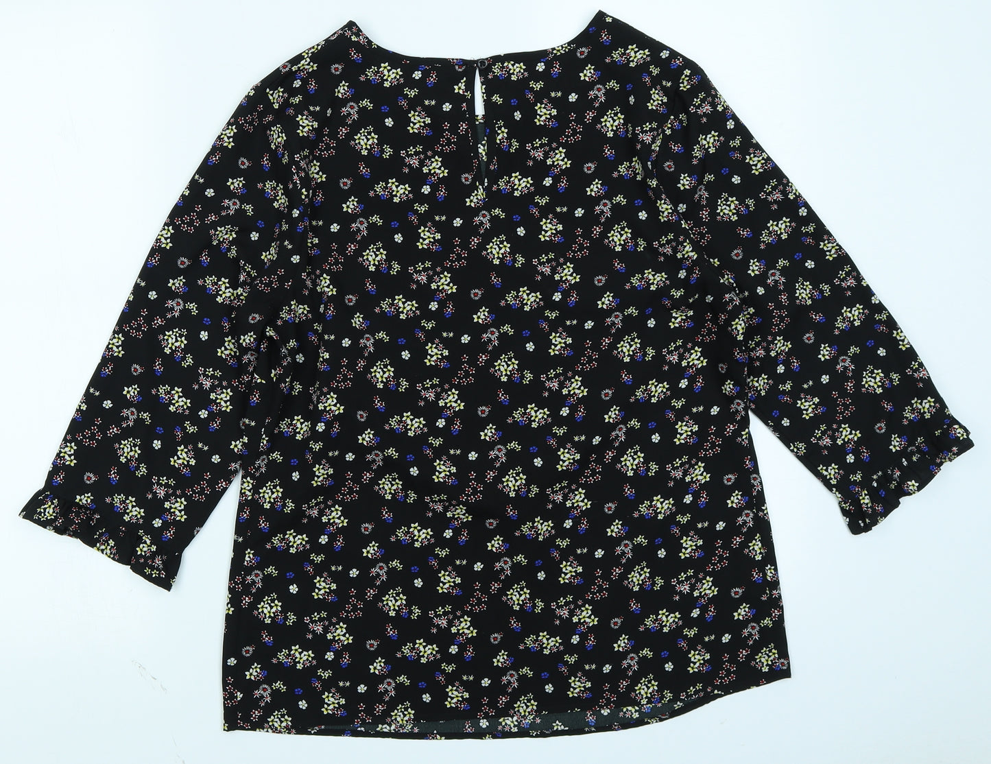 Papaya Womens Black Floral  Basic Blouse Size 12