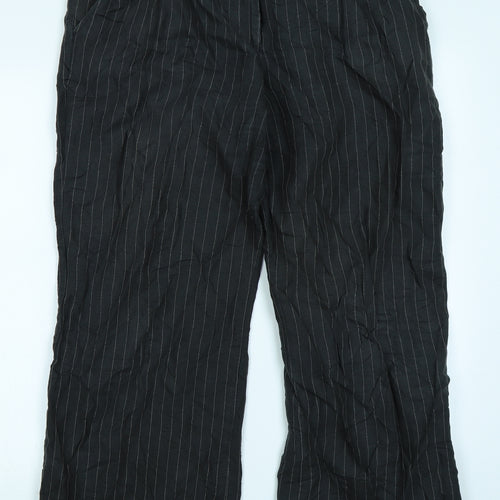 NEXT Womens Black Striped  Trousers  Size 14 L28 in