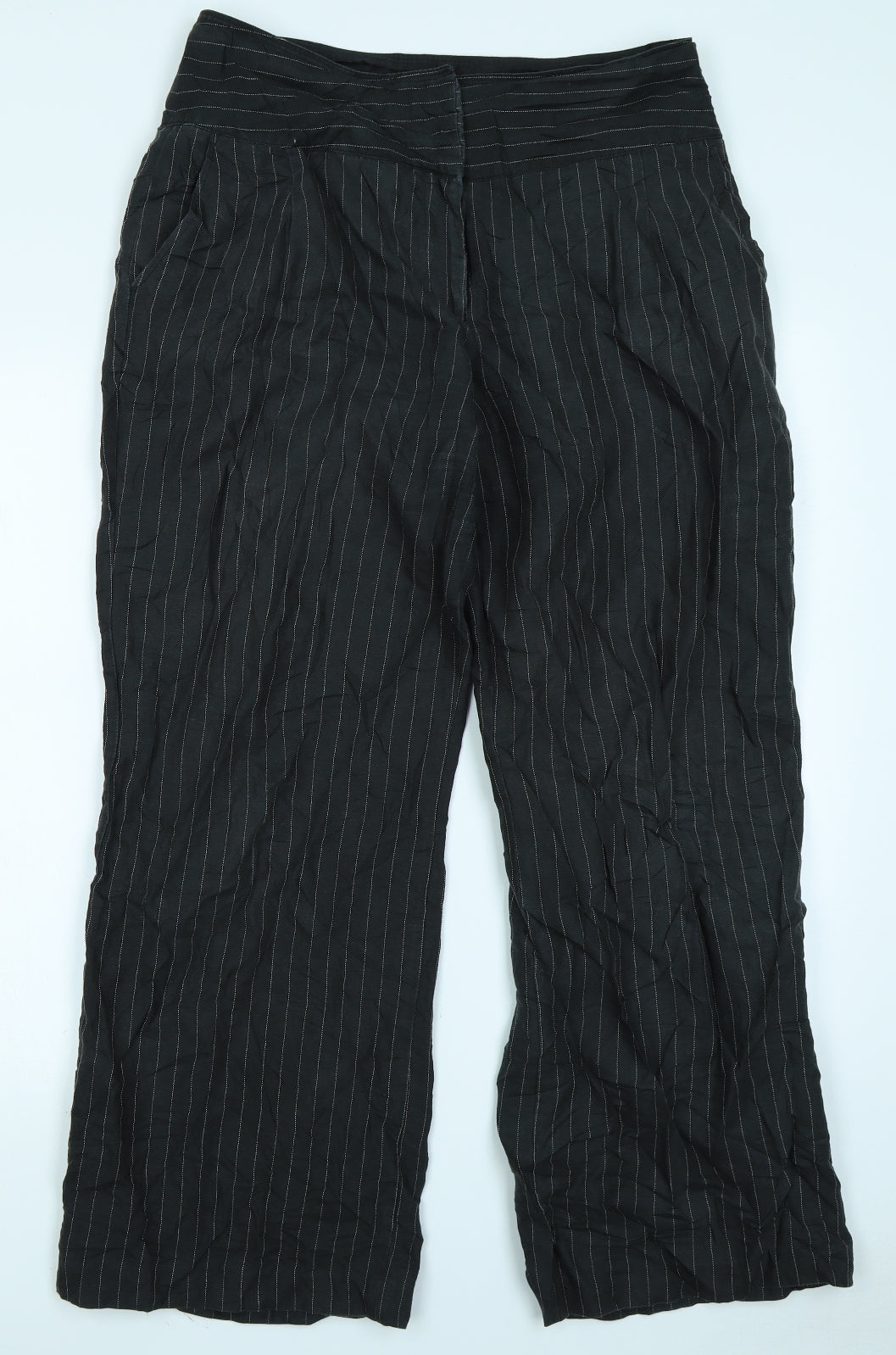 NEXT Womens Black Striped  Trousers  Size 14 L28 in