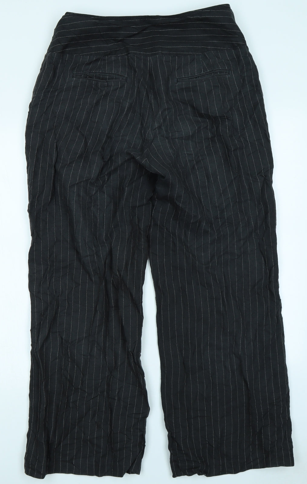 NEXT Womens Black Striped  Trousers  Size 14 L28 in