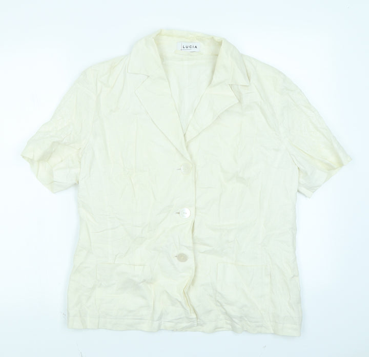 LUCIA Womens Ivory   Basic Button-Up Size 16
