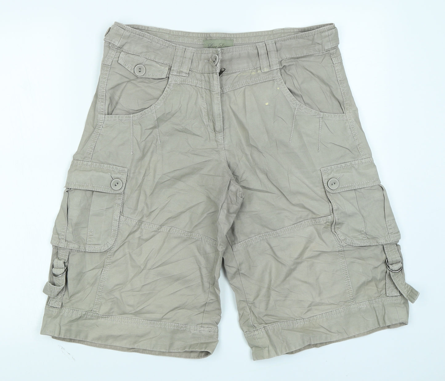 Love Linen Womens Beige   Cargo Shorts Size 12