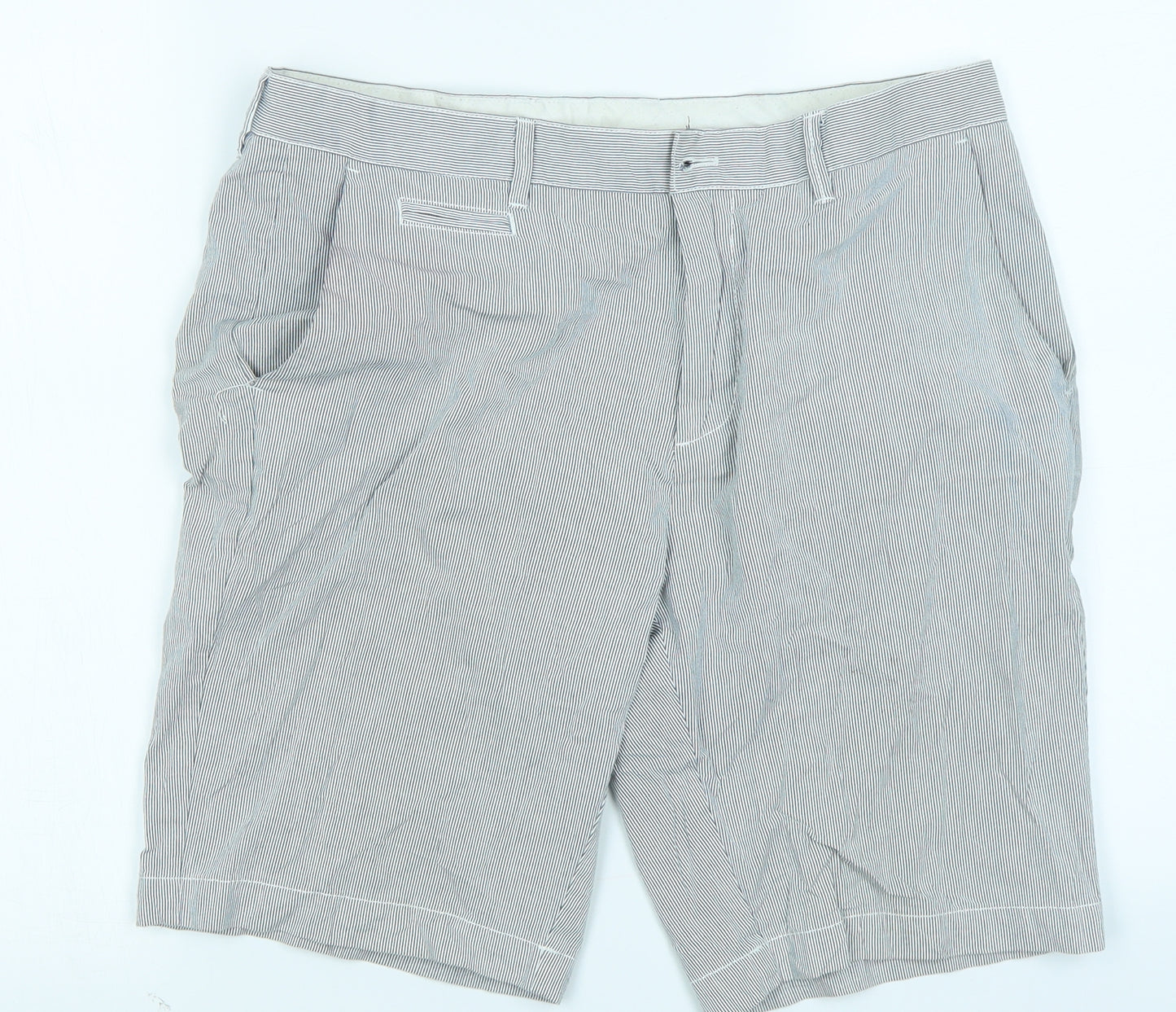 Linea Womens Blue Striped  Chino Shorts Size 32 in