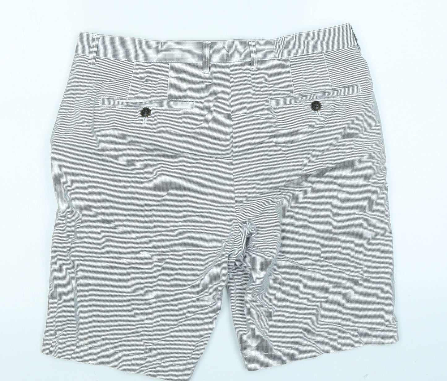 Linea Womens Blue Striped  Chino Shorts Size 32 in