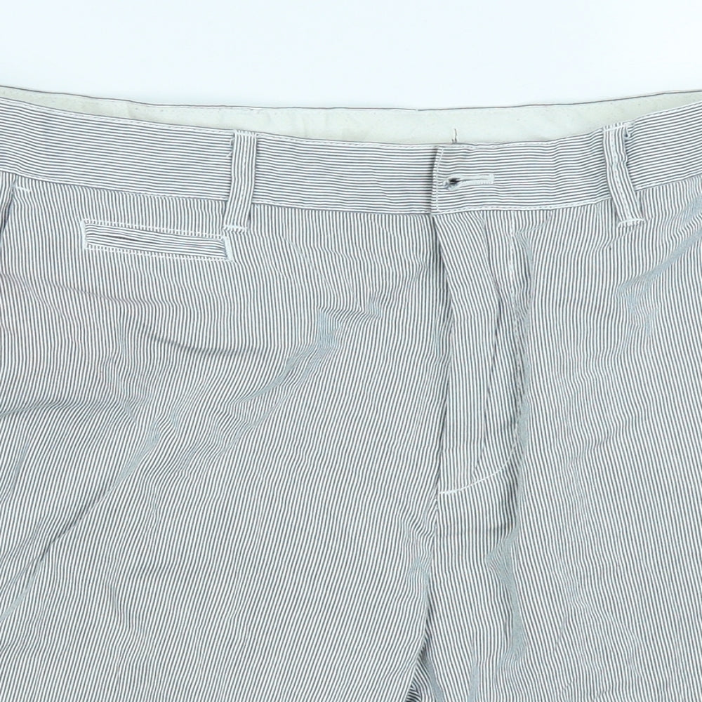 Linea Womens Blue Striped  Chino Shorts Size 32 in