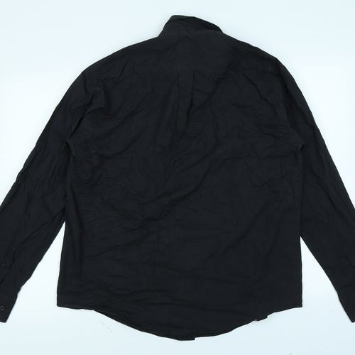 Tom Hagan Mens Black    Button-Up Size 15