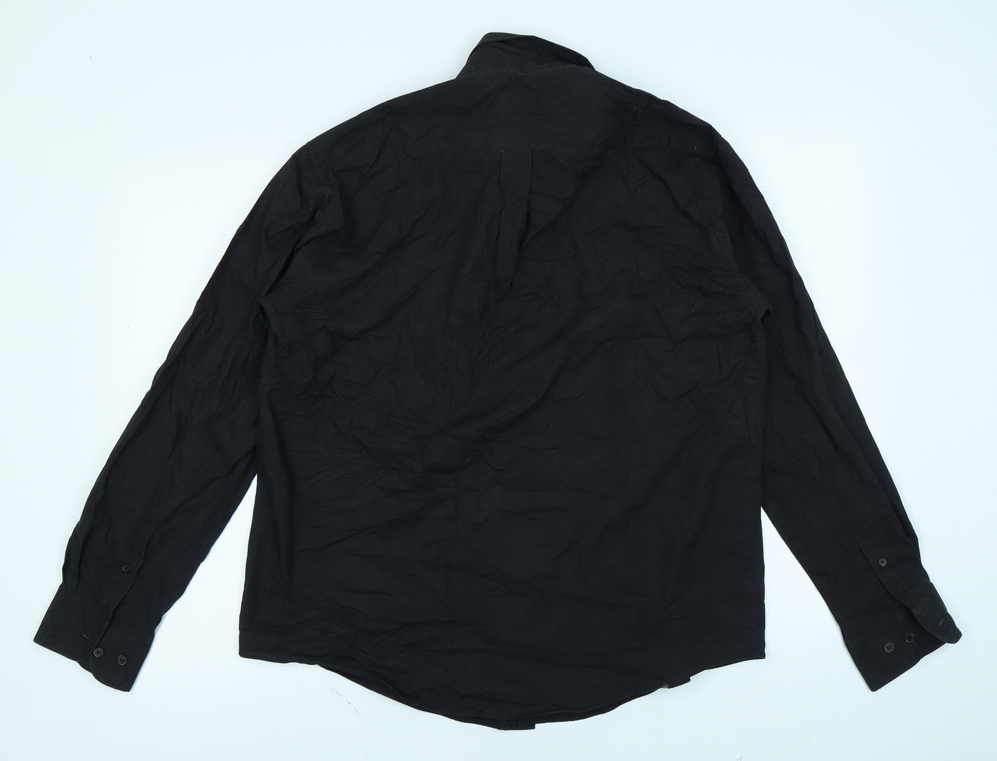 Tom Hagan Mens Black    Button-Up Size 15