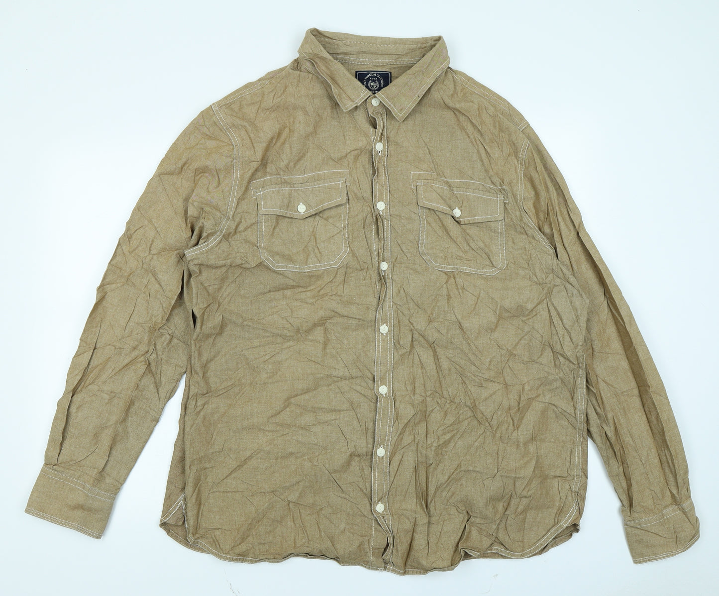 Easy Mens Brown    Button-Up Size 3XL