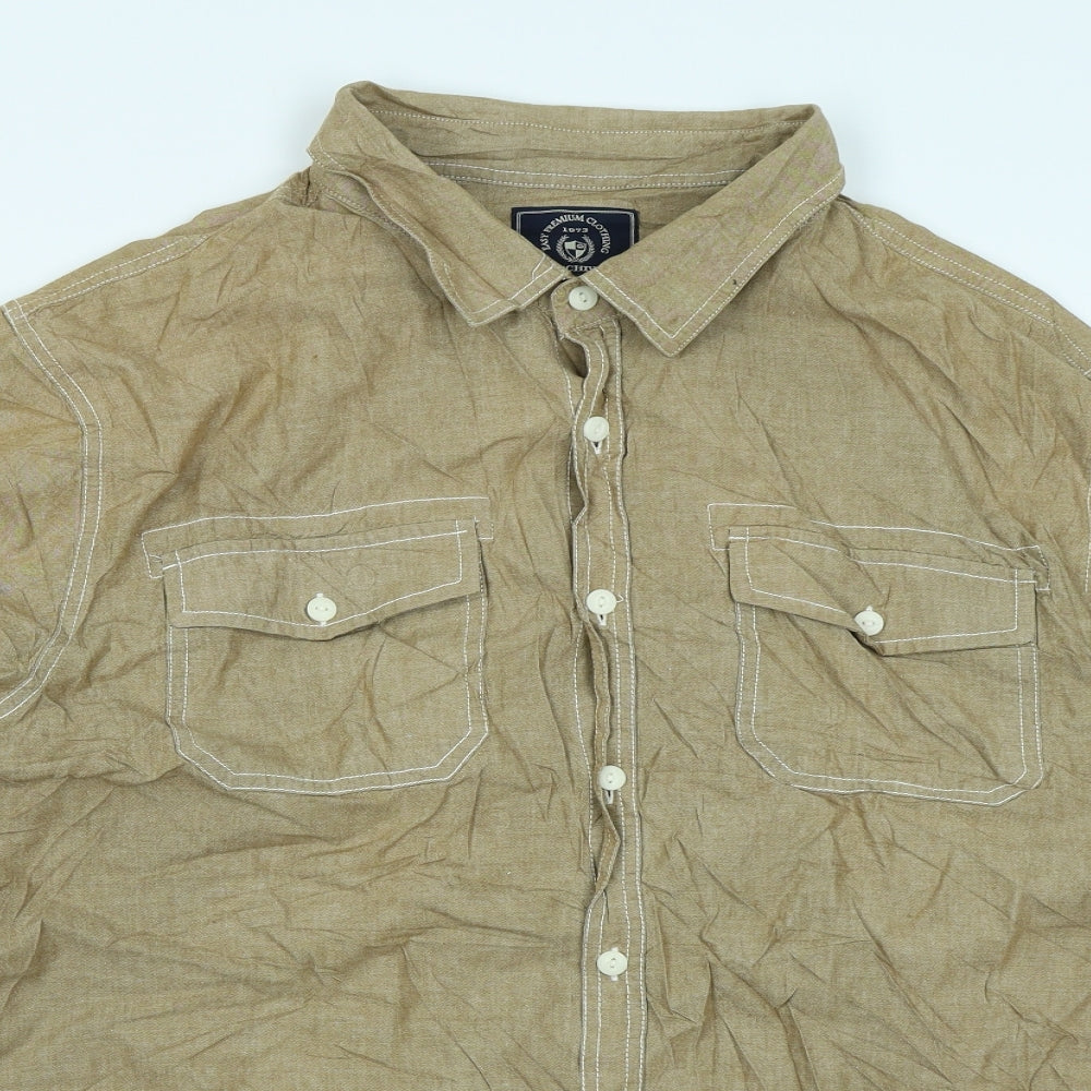 Easy Mens Brown    Button-Up Size 3XL