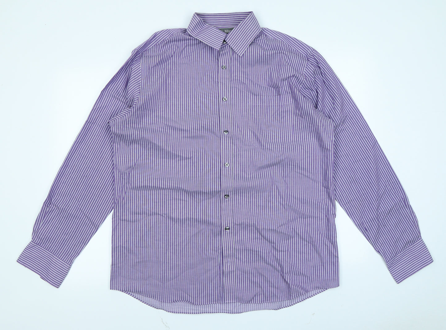 M&S Mens Purple Striped   Dress Shirt Size 16.5
