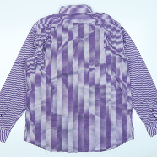 M&S Mens Purple Striped   Dress Shirt Size 16.5