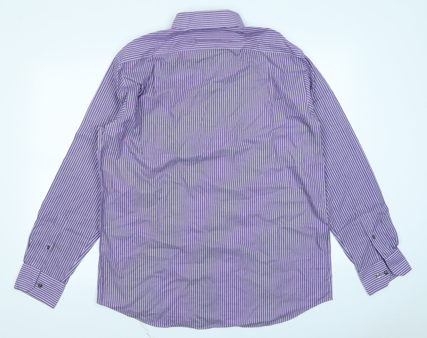 M&S Mens Purple Striped   Dress Shirt Size 16.5